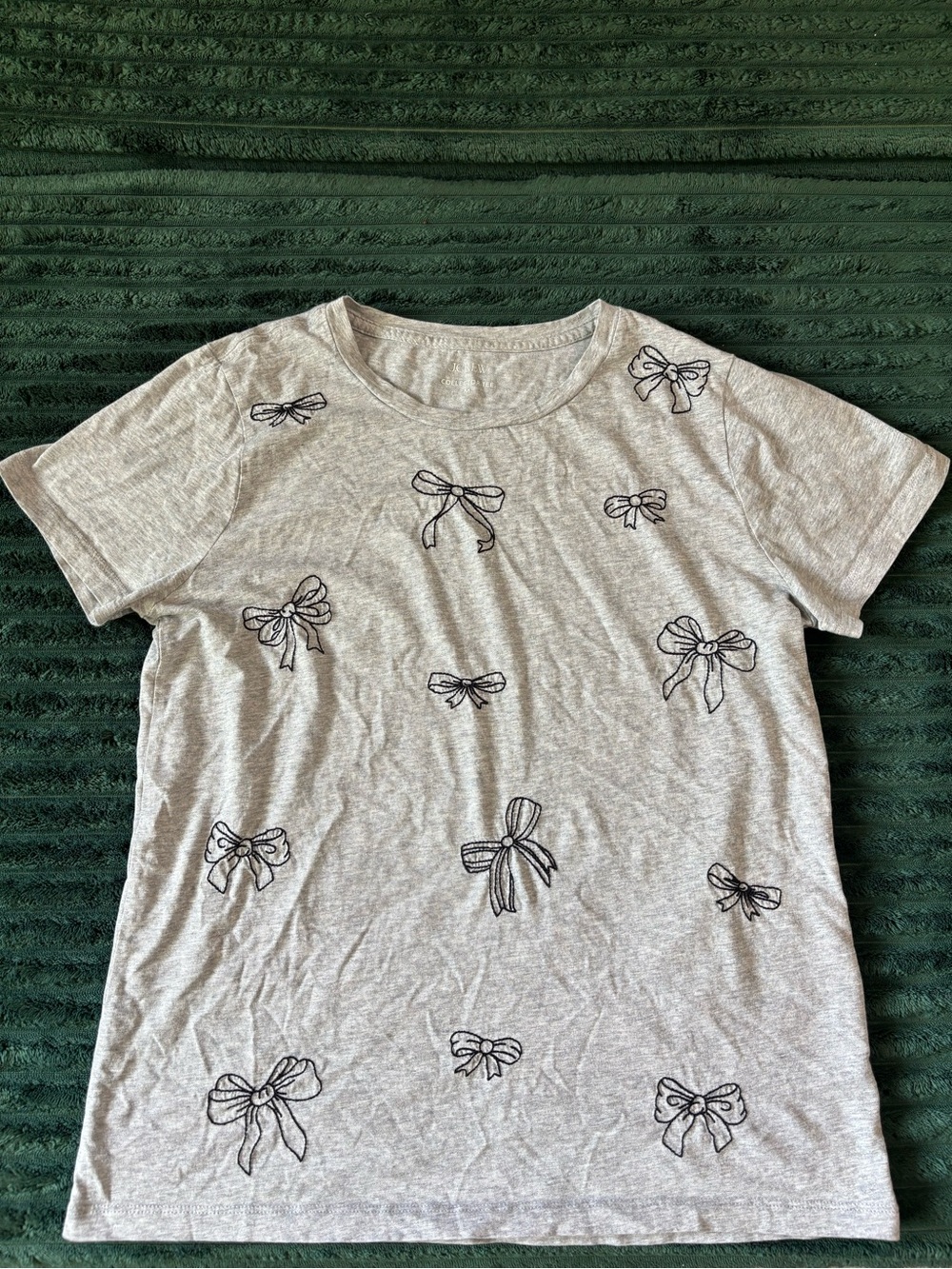 J. Crew Light Gray Tee with Black Bows - SZ S